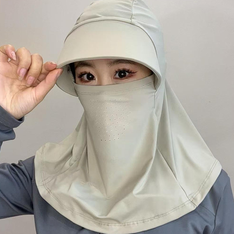 Maschera solare integrale traspirante con apertura per coda di cavallo