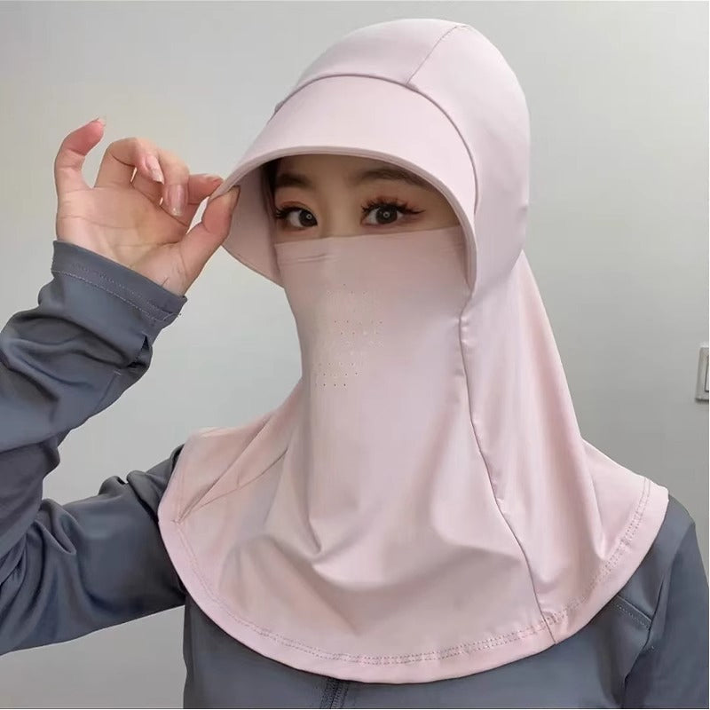 Maschera solare integrale traspirante con apertura per coda di cavallo