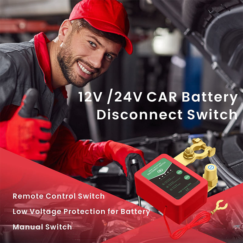 Interruttore di scollegamento batteria auto 12V/24V con telecomando