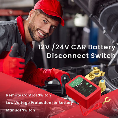 Interruttore di scollegamento batteria auto 12V/24V con telecomando