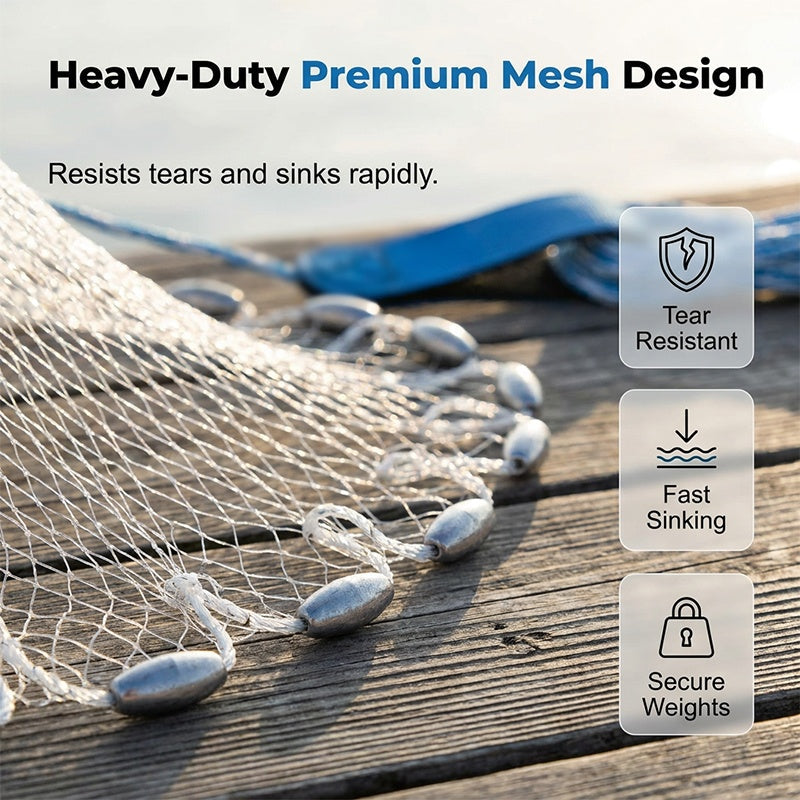 🎣 SCONTO DEL 50% A TEMPO LIMITATO! ✨ Rete da lancio facile da usare – Maglia resistente, affondamento rapido, versatile 🌊