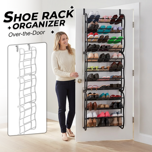 🥳2026 HOT SALE🥳💞50K+ SOLD!🚪👟 50% OFF! Over‑the‑Door Shoe Rack – 24 pockets, holds 24 pairs. Tool‑free install, no drilling. Maximise storage instantly! 🏠✨