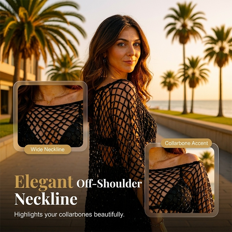 Copricostume Estivo all'Uncinetto Metallizzato – Leggero, Fluido e Elegante Senza Sforzo outfit estivo