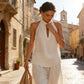 Set due pezzi da donna con scollo all'americana