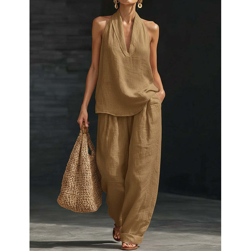 Set due pezzi da donna con scollo all'americana