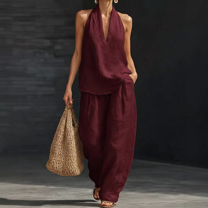 Set due pezzi da donna con scollo all'americana