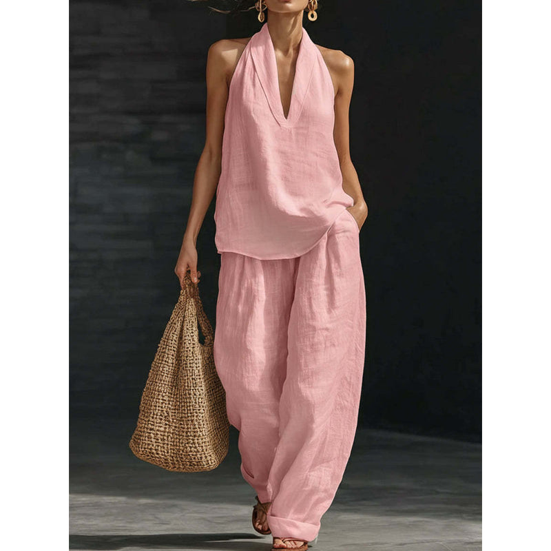 Set due pezzi da donna con scollo all'americana