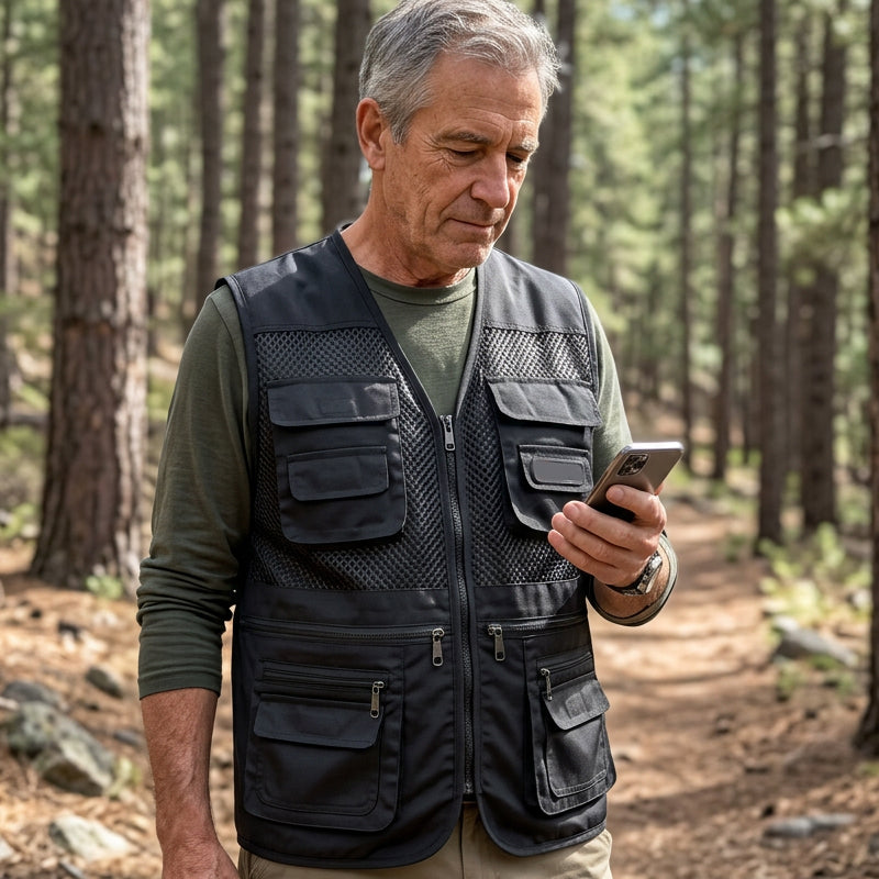 Gilet da pesca all'aperto multitasche da uomo