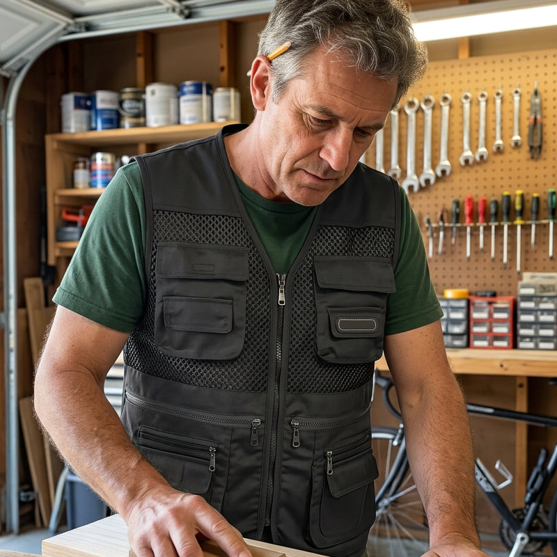 Gilet da pesca all'aperto multitasche da uomo