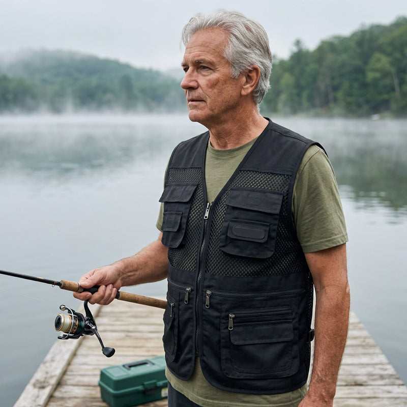 Gilet da pesca all'aperto multitasche da uomo