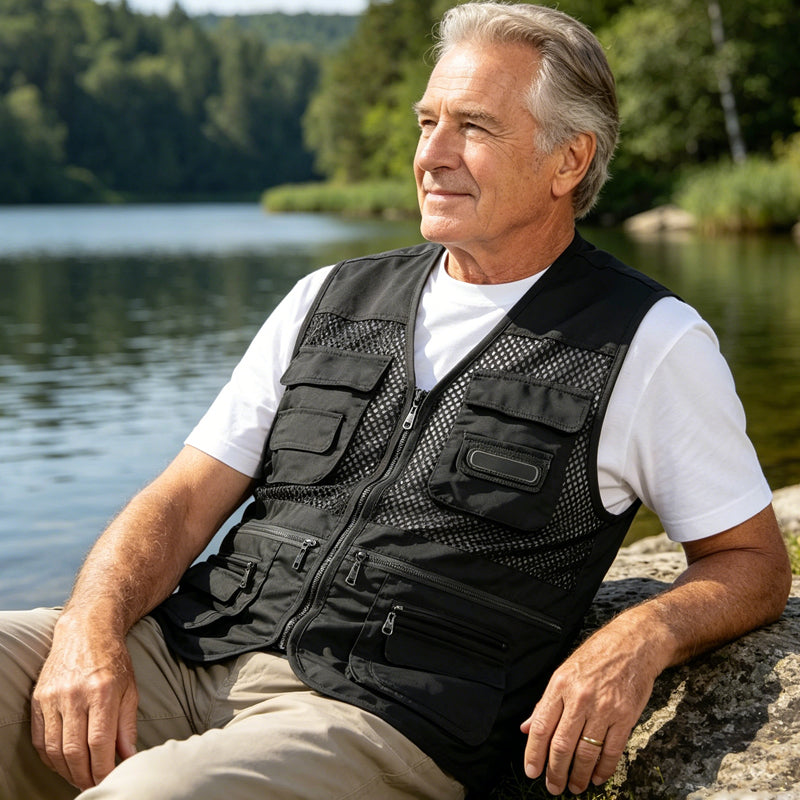 Gilet da pesca all'aperto multitasche da uomo