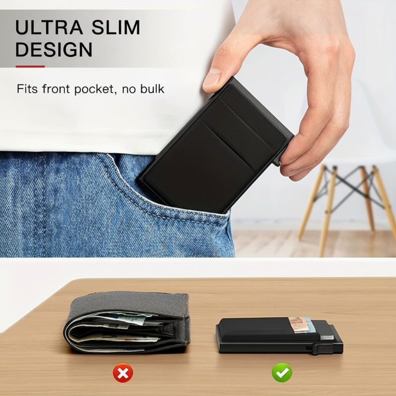 Portafoglio Porta Carte Sottile Pop-Up con Blocco RFID