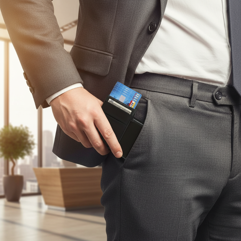 Portafoglio Porta Carte Sottile Pop-Up con Blocco RFID