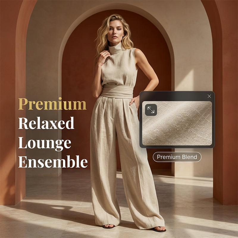 Completo 2 pezzi con top e pantaloni a gamba larga