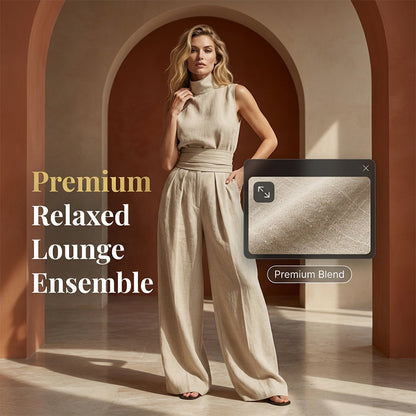 Completo 2 pezzi con top e pantaloni a gamba larga