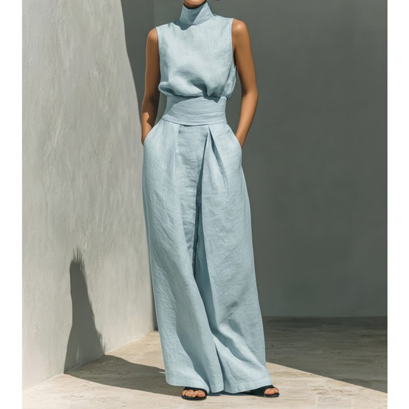 Completo 2 pezzi con top e pantaloni a gamba larga