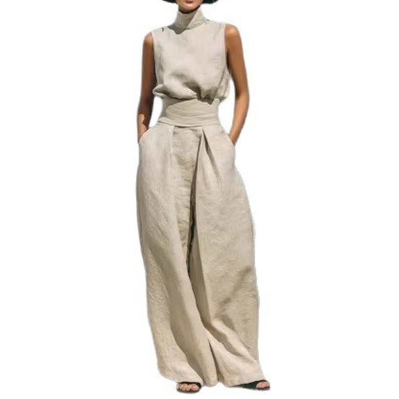 Completo 2 pezzi con top e pantaloni a gamba larga