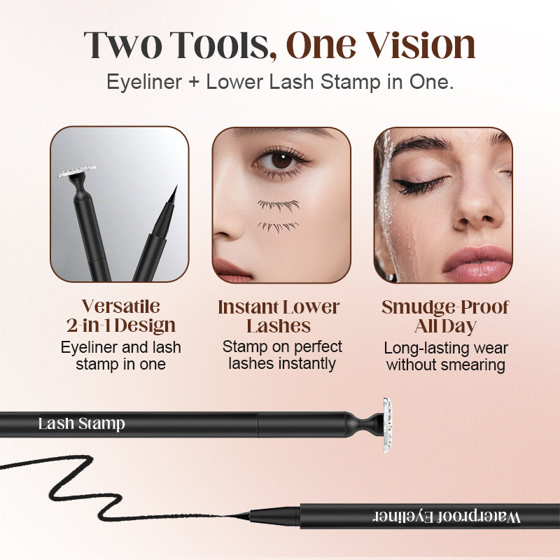 Eyeliner e timbro per ciglia impermeabili 2 in 1