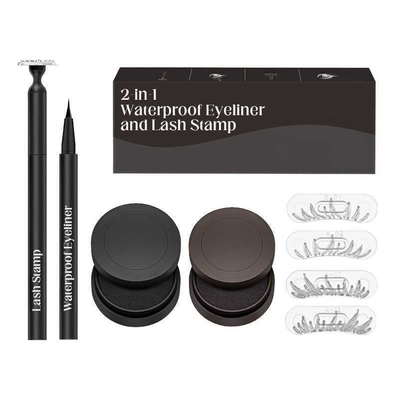 Eyeliner e timbro per ciglia impermeabili 2 in 1