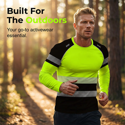 👕 50% RABATT! 🏃‍♂️ Sportslig herre langerms – Fukttransporterende & med diskré trykk – Perfekt til aktive dager, jogging eller fritid – pustende og behagelig 🌿