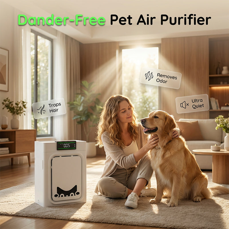 Purificatore d'Aria per Animali – Cattura Peli & Forfora, Doppio HEPA, Filtro Lavabile, Design Compatto, 2 Pack a Scelta