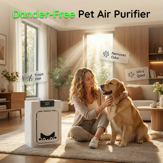 Purificatore d'Aria per Animali – Cattura Peli & Forfora, Doppio HEPA, Filtro Lavabile, Design Compatto, 2 Pack a Scelta
