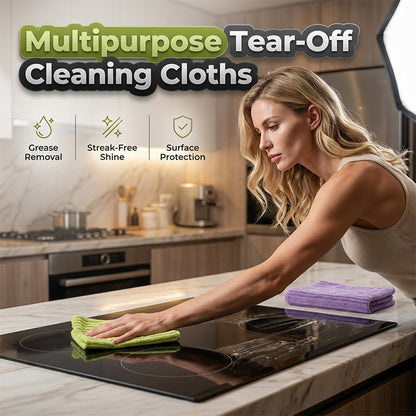 🧼50% OFF HOT SALE 50K+ Sold! ✨Multipurpose Tear-Off Reusable Cleaning Cloth Roll, Pre-Cut Absorbent Microfiber Wipes for Kitchen Bathroom Household Cleaning