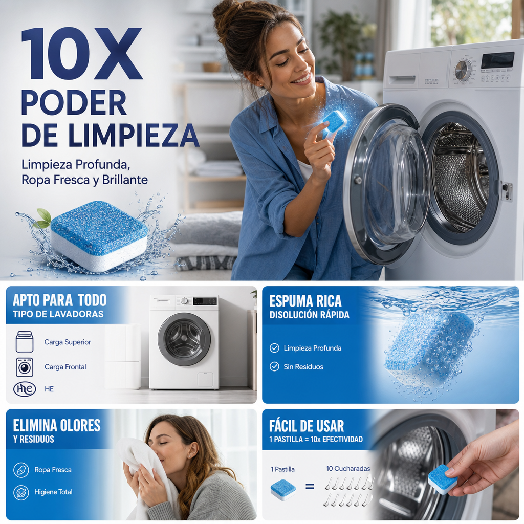 💐SCONTO DEL 50%! Detergente per lavatrici – Azione rapida, non richiede risciacquo, adatto a tutti i tipi di lavatrici 🌀⏱️【Prezzo eccezionale】
