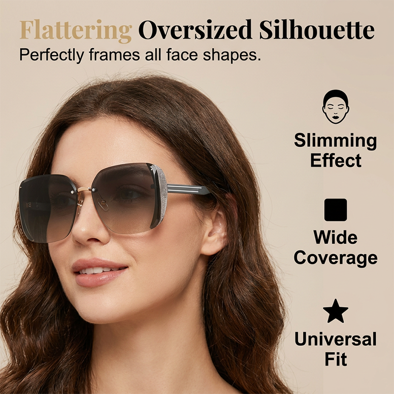Occhiali da Sole Quadrati Oversize Senza Montatura