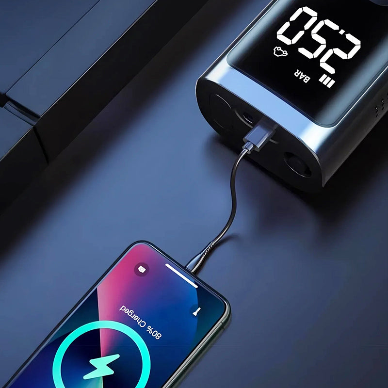 Pompa d'aria portatile senza fili per auto con luce LED