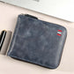 Portafoglio uomo bifold in pelle PU con chiusura zip integrale