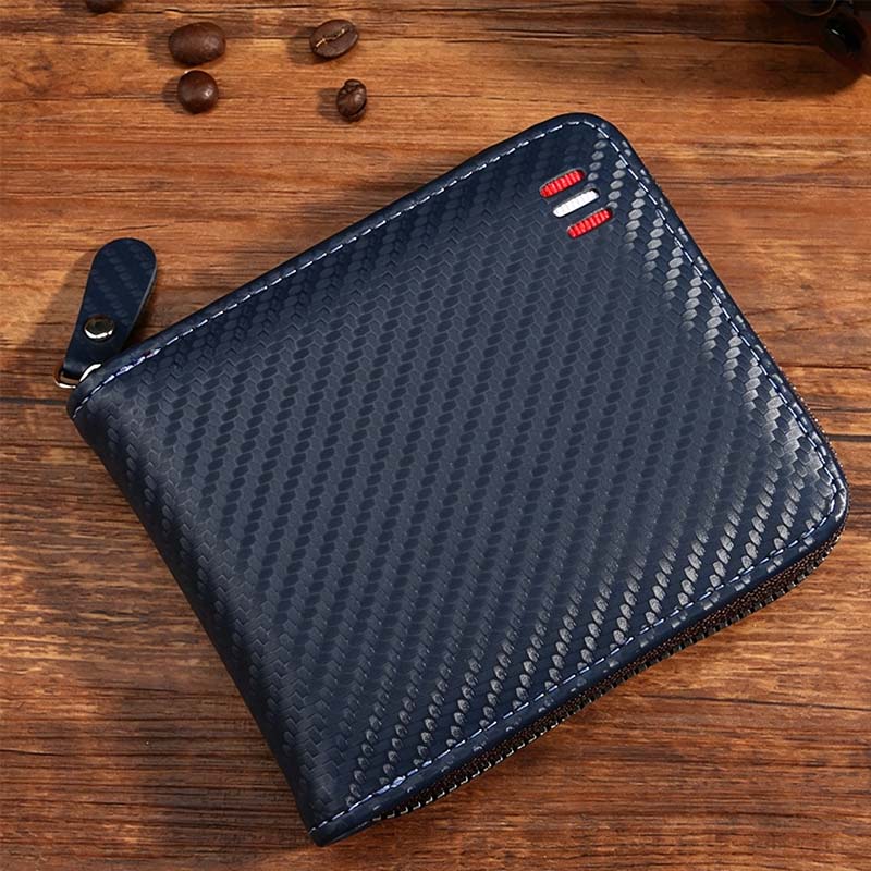 Portafoglio uomo bifold in pelle PU con chiusura zip integrale