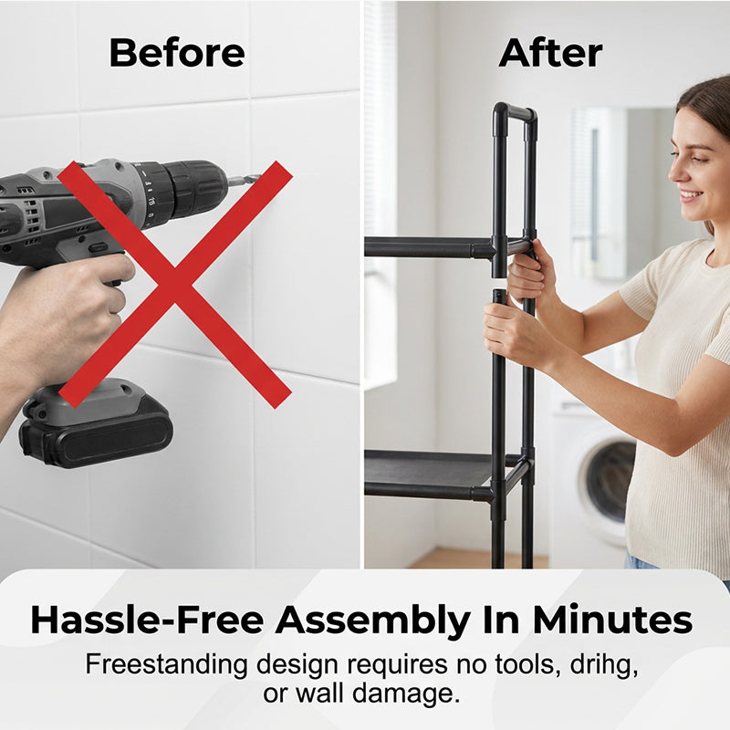 🔥Nuovo prodotto di punta❤️‍🔥Mensola organizer per bagno e lavanderia senza foratura