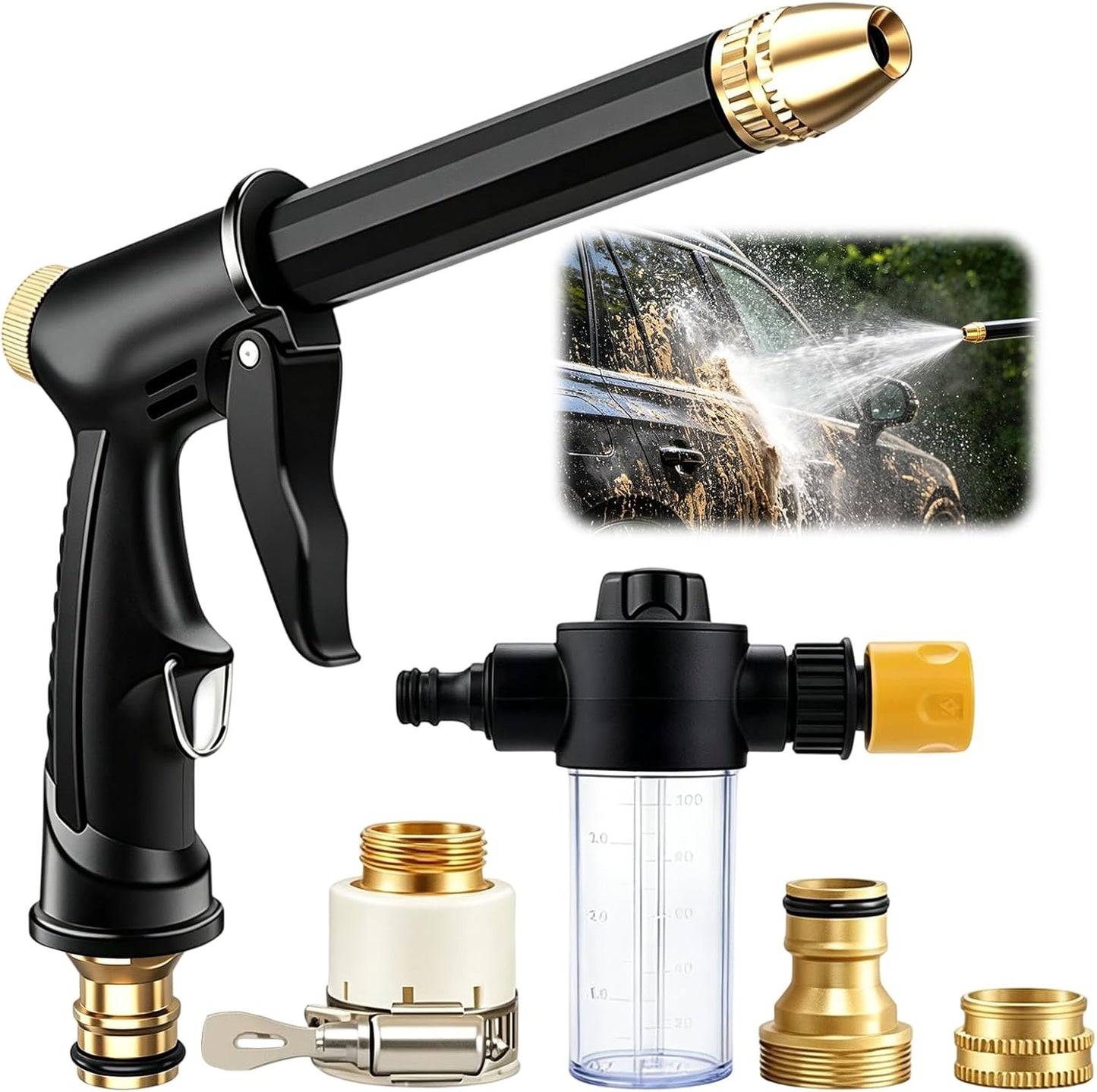 Pistola a getto d'acqua ad alta pressione potenziata - Lavaggio auto potente, irrigazione del giardino, facile da usare senza sforzo!