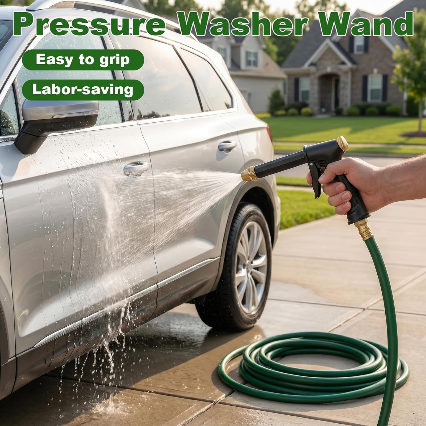 Pistola a getto d'acqua ad alta pressione potenziata - Lavaggio auto potente, irrigazione del giardino, facile da usare senza sforzo!