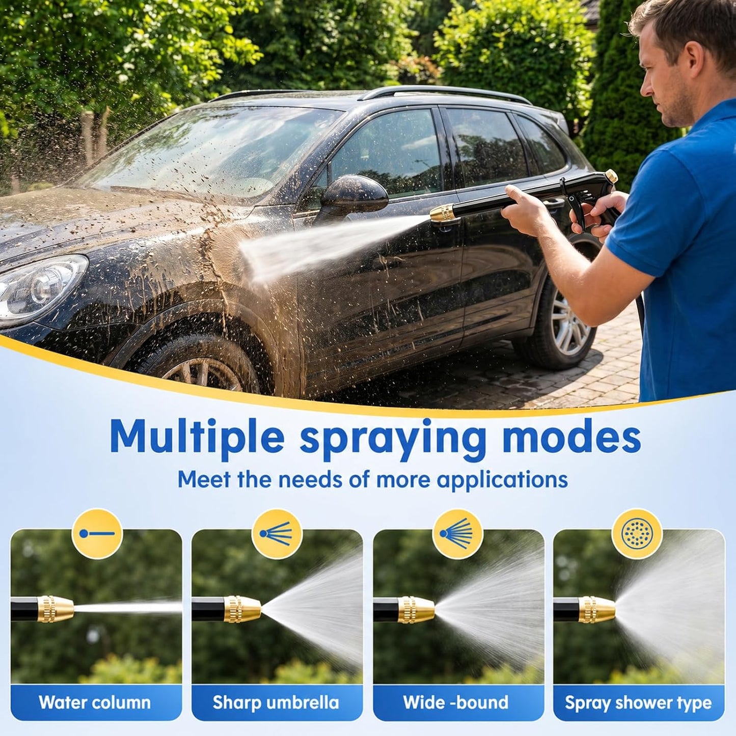 Pistola a getto d'acqua ad alta pressione potenziata - Lavaggio auto potente, irrigazione del giardino, facile da usare senza sforzo!