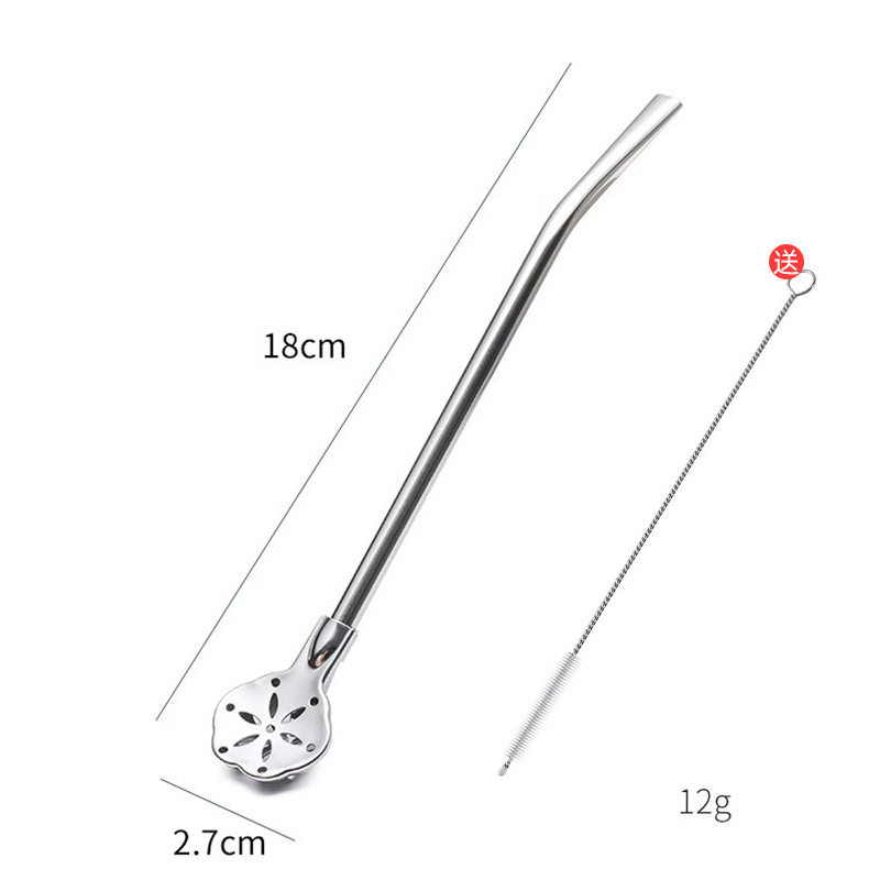 Cannuccia Cucchiaio 2-in-1 in Acciaio Inossidabile 304