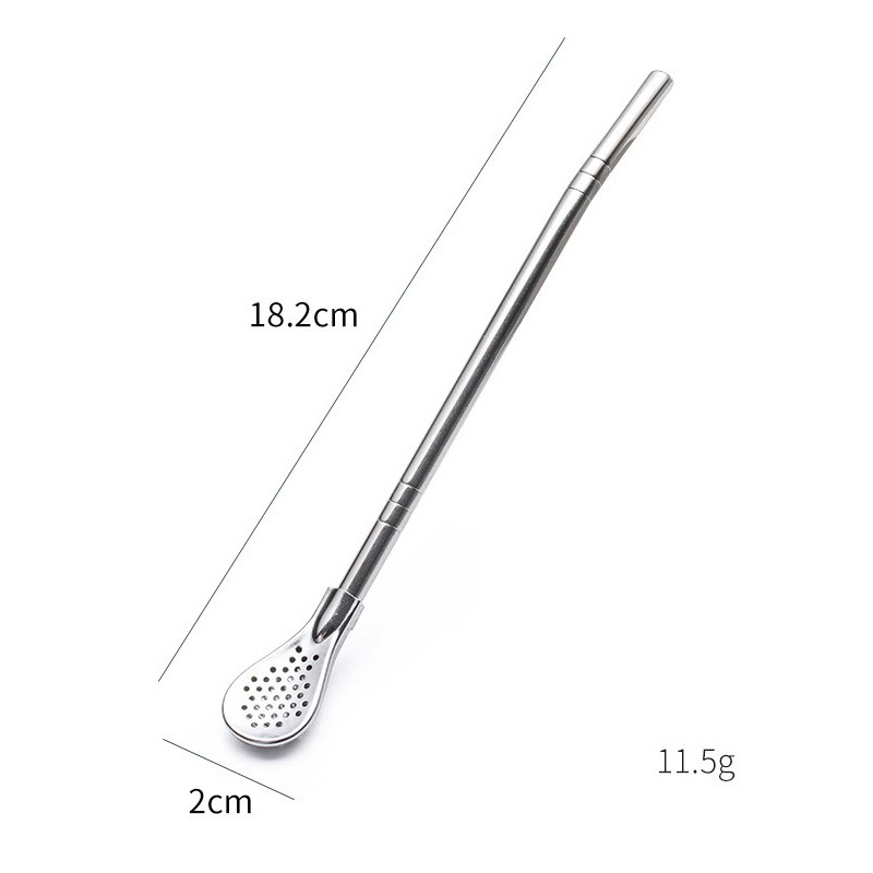 Cannuccia Cucchiaio 2-in-1 in Acciaio Inossidabile 304