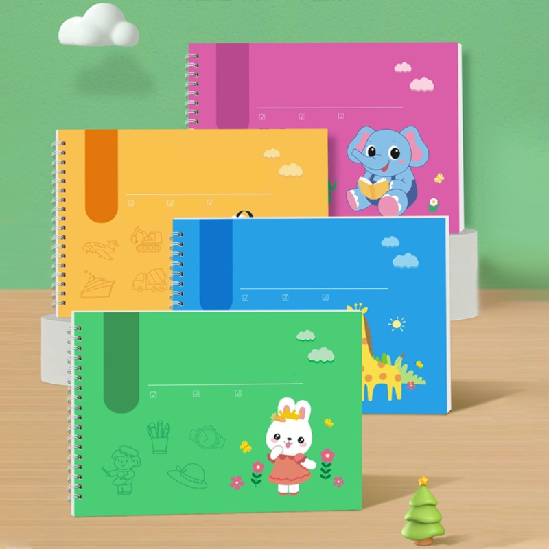 Libro da Disegno con Scanalature per Ricalco di Cartoni Animati a 8 Temi
