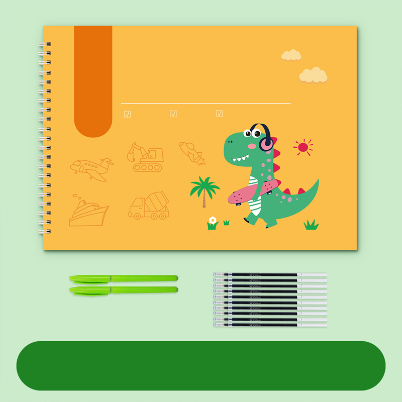 Libro da Disegno con Scanalature per Ricalco di Cartoni Animati a 8 Temi