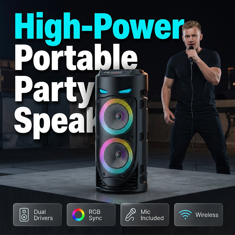 Altoparlante Bluetooth portatile con microfoni cablati