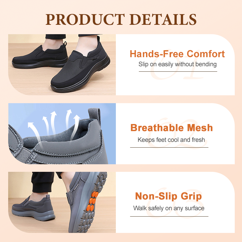 Sneakers Ortopediche Traspiranti Slip-On da Uomo - Supporto Plantare con Solette in Memory Foam per Comfort Quotidiano