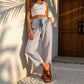 Pantaloni Cropped a Righe da Donna