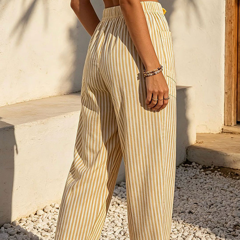 Pantaloni Cropped a Righe da Donna