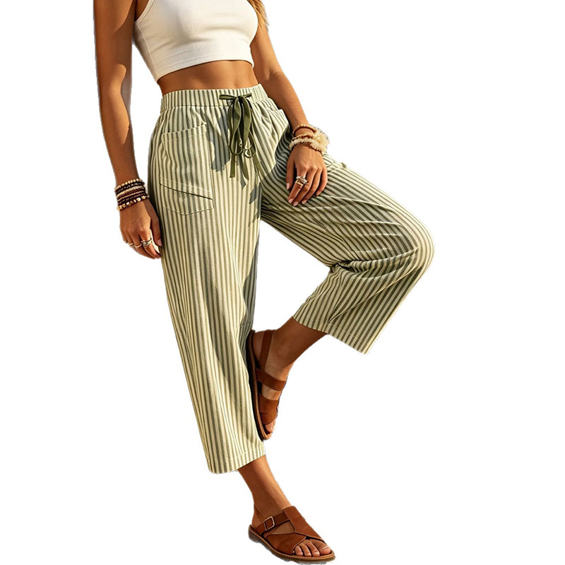 Pantaloni Cropped a Righe da Donna