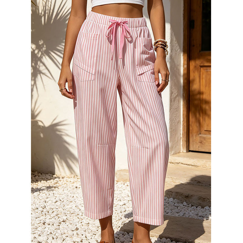 Pantaloni Cropped a Righe da Donna