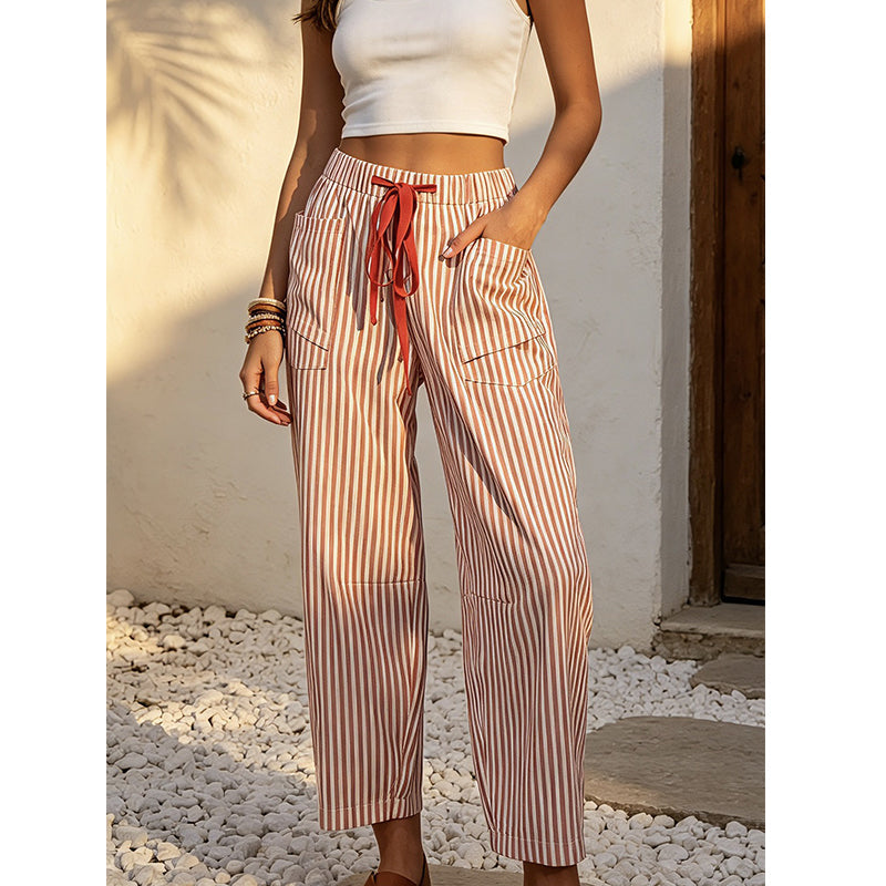 Pantaloni Cropped a Righe da Donna