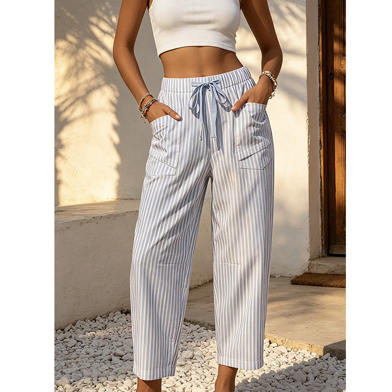 Pantaloni Cropped a Righe da Donna