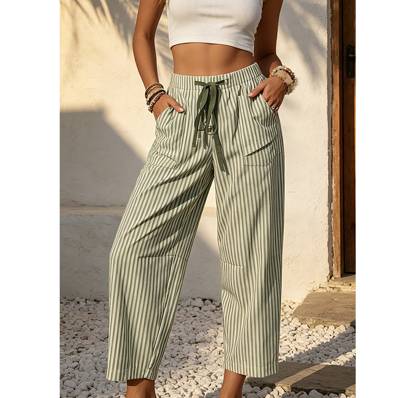Pantaloni Cropped a Righe da Donna