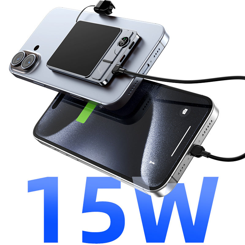 Caricabatterie portatile wireless magnetico 3 in 1 con supporto integrato